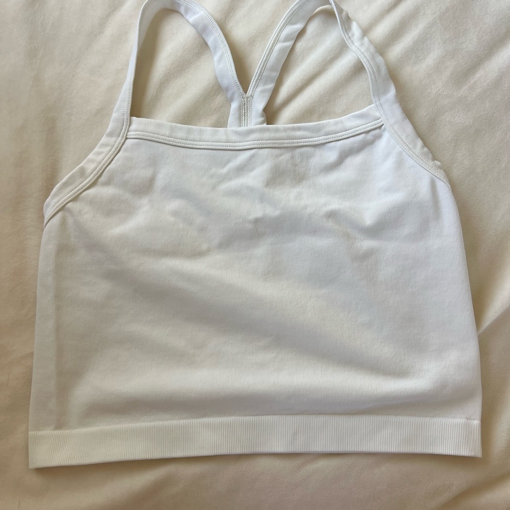 Gymshark White Ribbed Sports Bralette